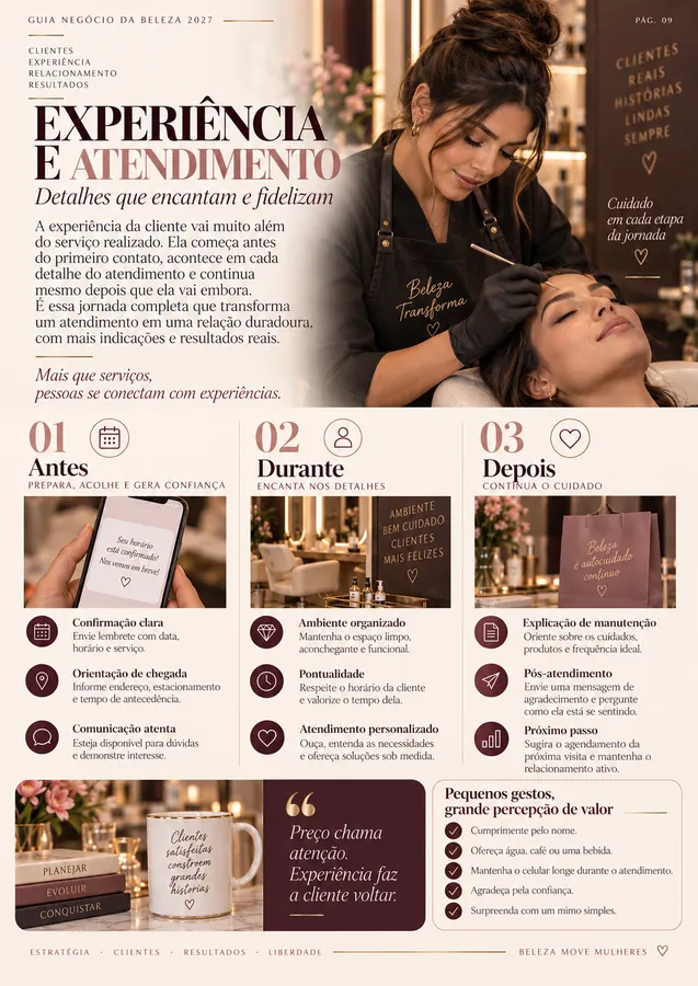 Página sobre experiência da cliente
